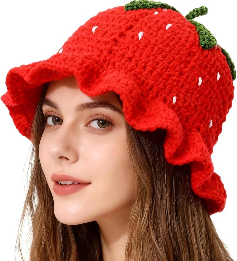 Busnos Crochet Bucket Hats for Women Handmade Hat Cute Foldable Knitted Hats for Women - Image 1
